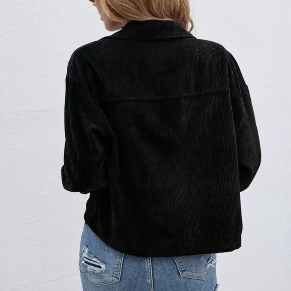 Black Jean Jacket with Cropped Length - Picture 2 of 2